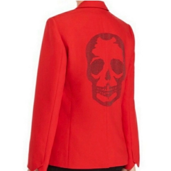 ZADIG & VOLTAIRE women’s Embellished Skull Blazer Red single breasted jacket S - Picture 3 of 10